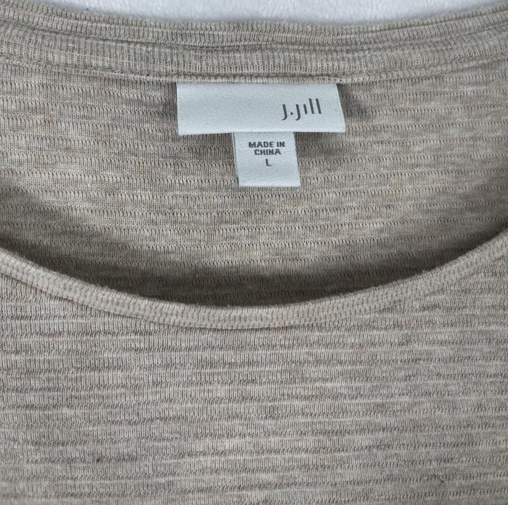 J Jill Large Top Womens Long Sleeve Beige 100% Cotton Knit Tops