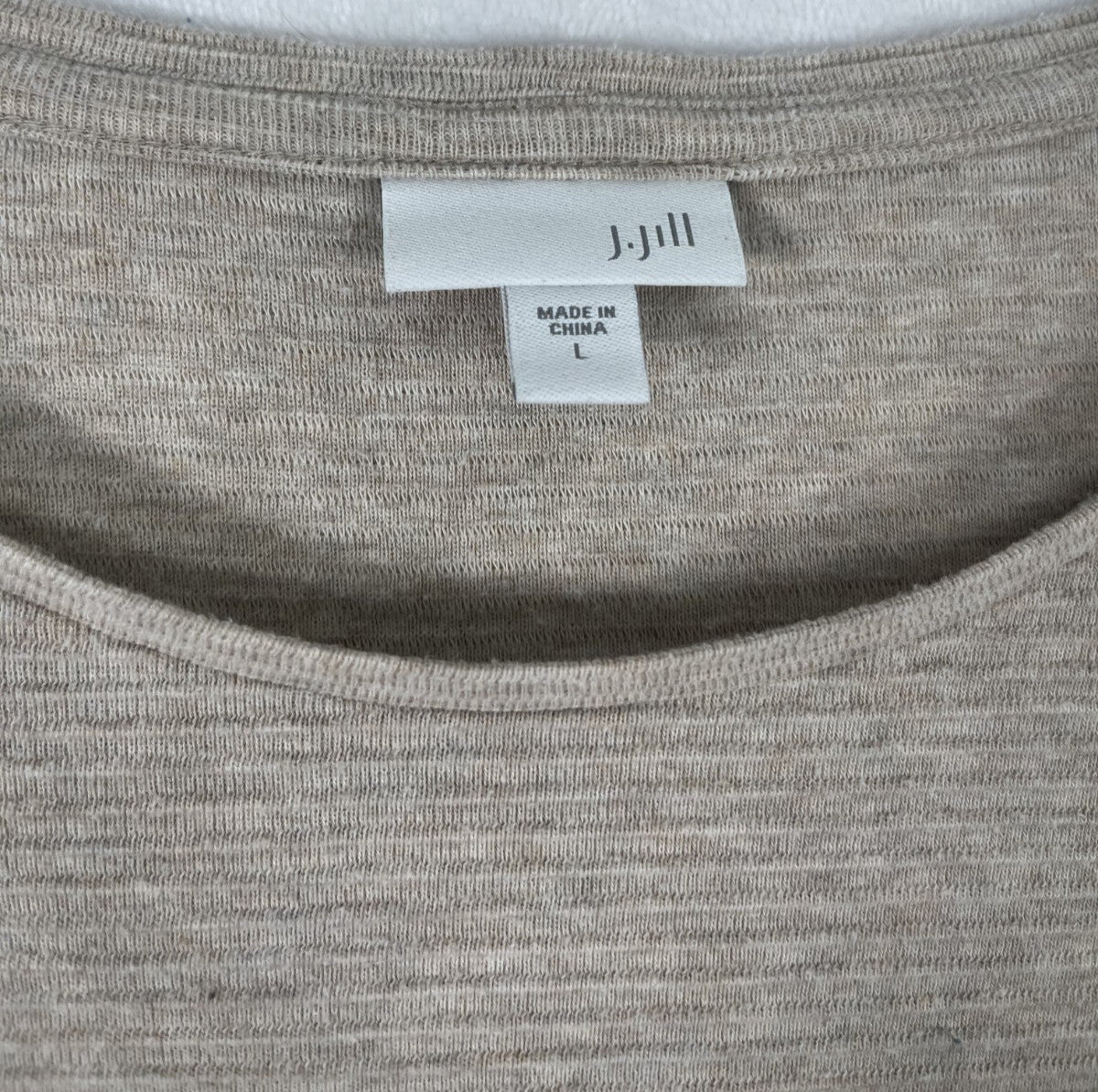 J Jill Large Top Womens Long Sleeve Beige 100% Cotton Knit Tops