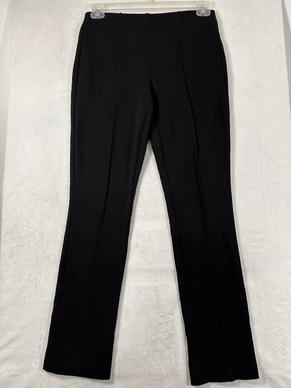 Chicos 00 Ponte Pants US Size 2 Black Pintuck Seam Pull On Womens