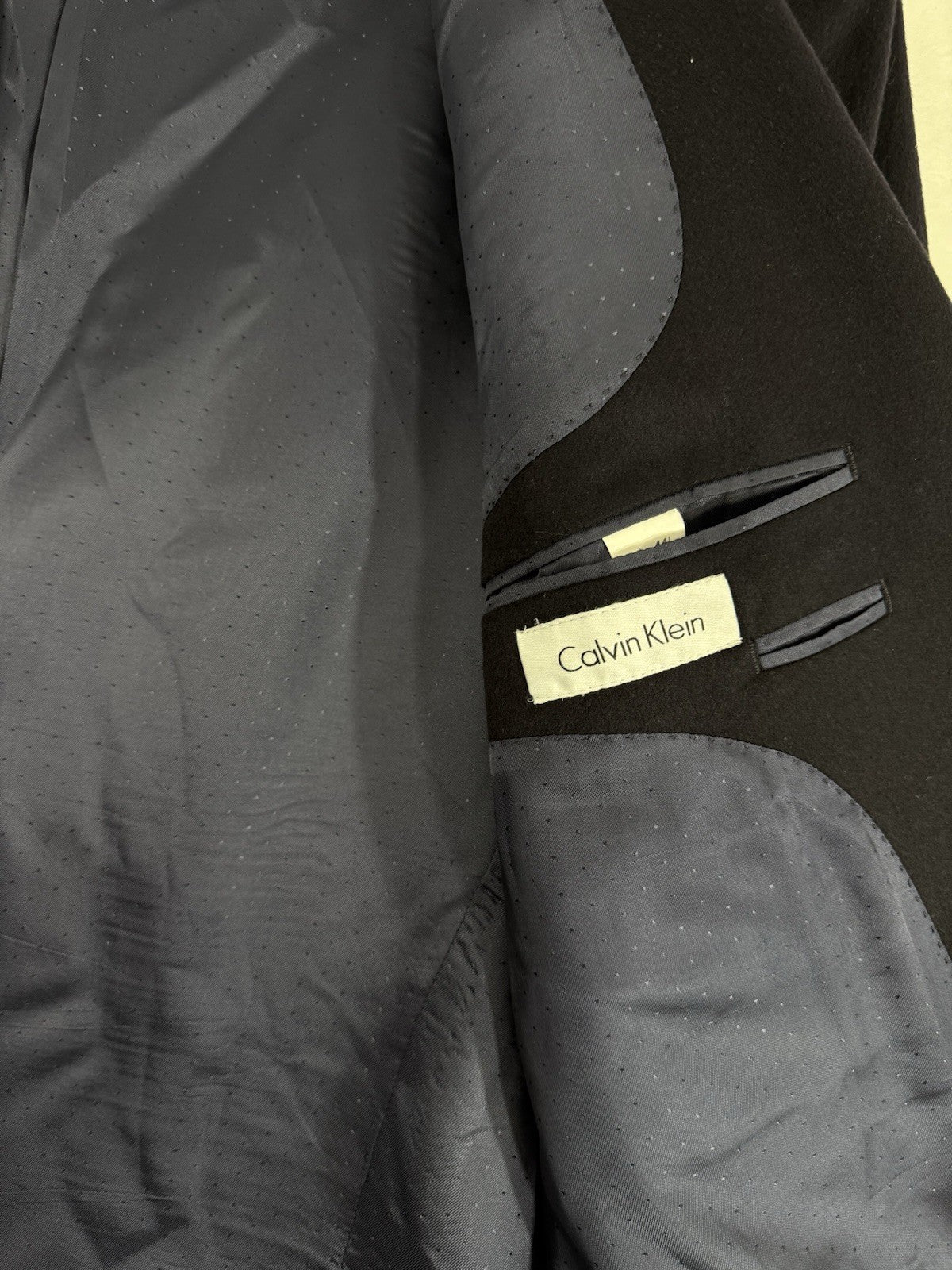 Calvin Klein Cashmere Jacket 44L Navy Blue 44 Long 2 Button Mens Suit Blazer