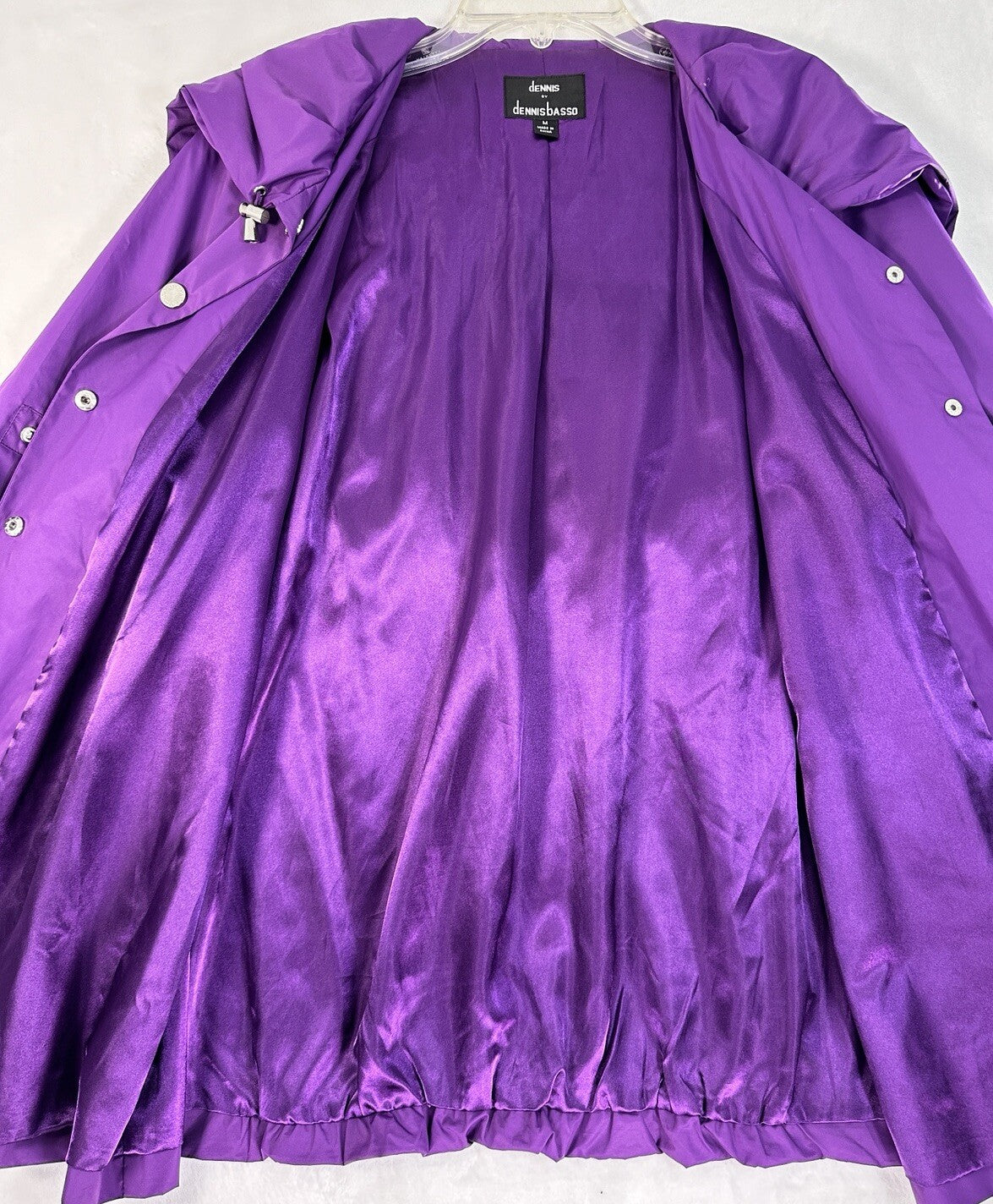 Dennis Basso Jacket Medium Purple Windbreaker Womens Check Out The Hood On This!