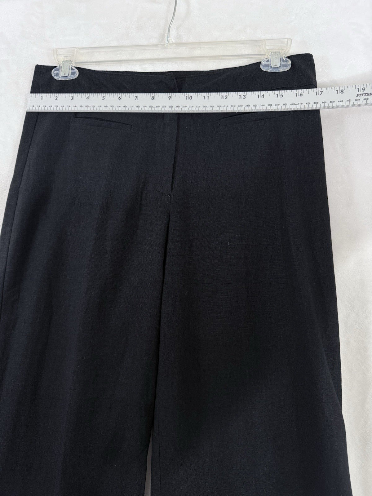 Chadwick’s Of Boston Size 10 Black Linen Blend Wide Leg Crop Pants Womens Lined
