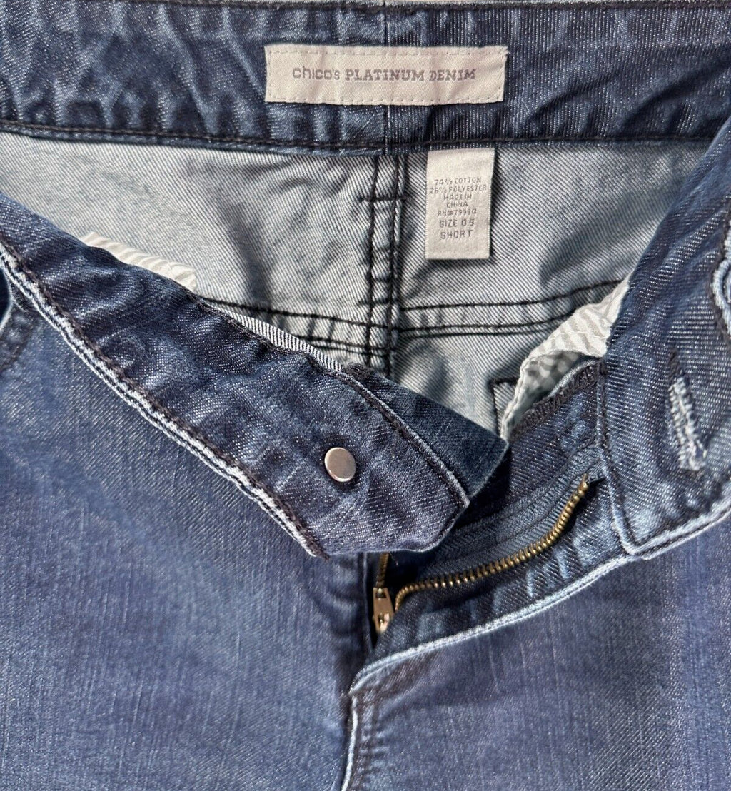 Chicos Platinum Denim Jeans 0.5 Ultimate Boot Cut Fit Blue