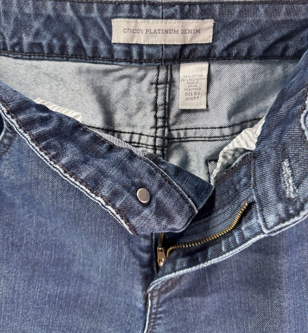 Chicos Platinum Denim Jeans 0.5 Ultimate Boot Cut Fit Blue