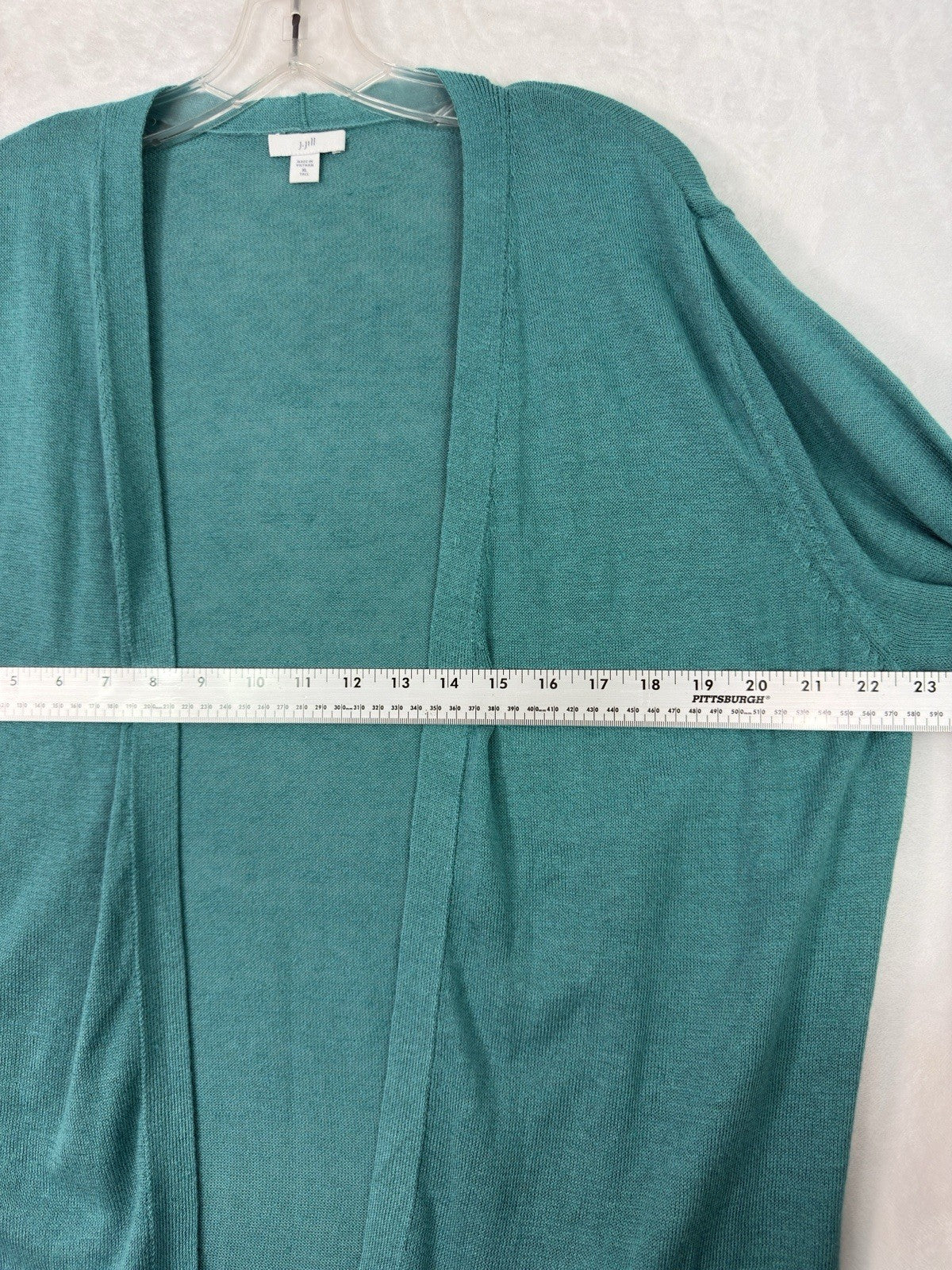 J Jill XL Tall Cardigan Sweater Linen Cotton Blue Green Long Sleeve Womens XLT