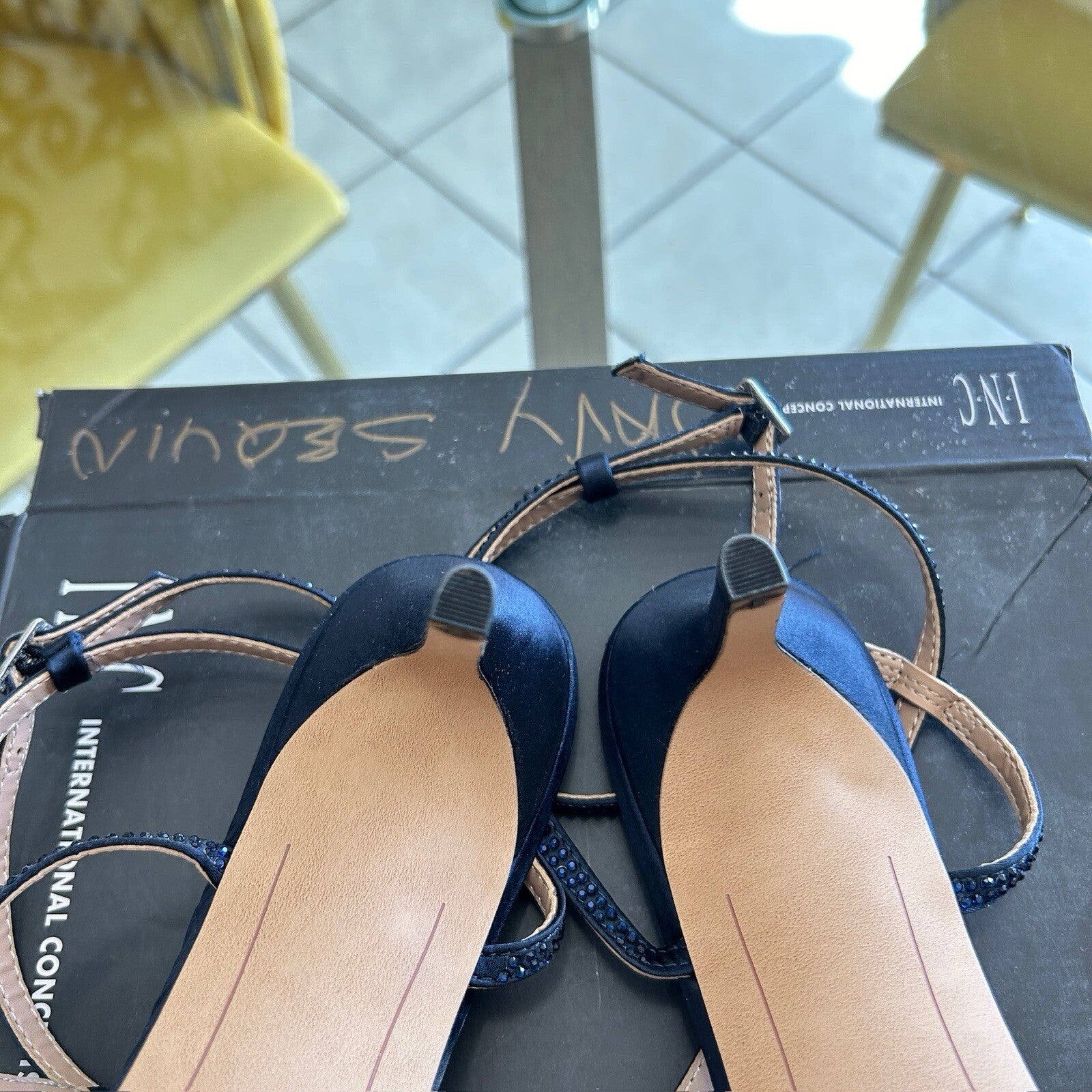 Inc International Concepts 11 Women LENII2 Blue Sequin Sling Back Toe Heels Pump