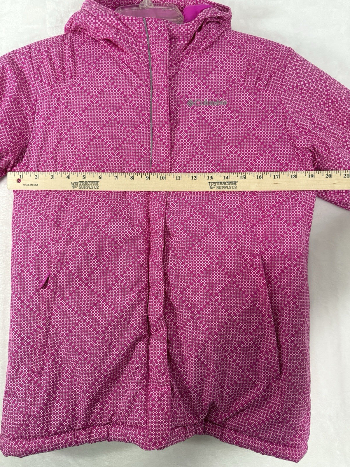 Columbia Jacket Girls 10 12 Large Kids Pink Winter Coat Puffer Hooded