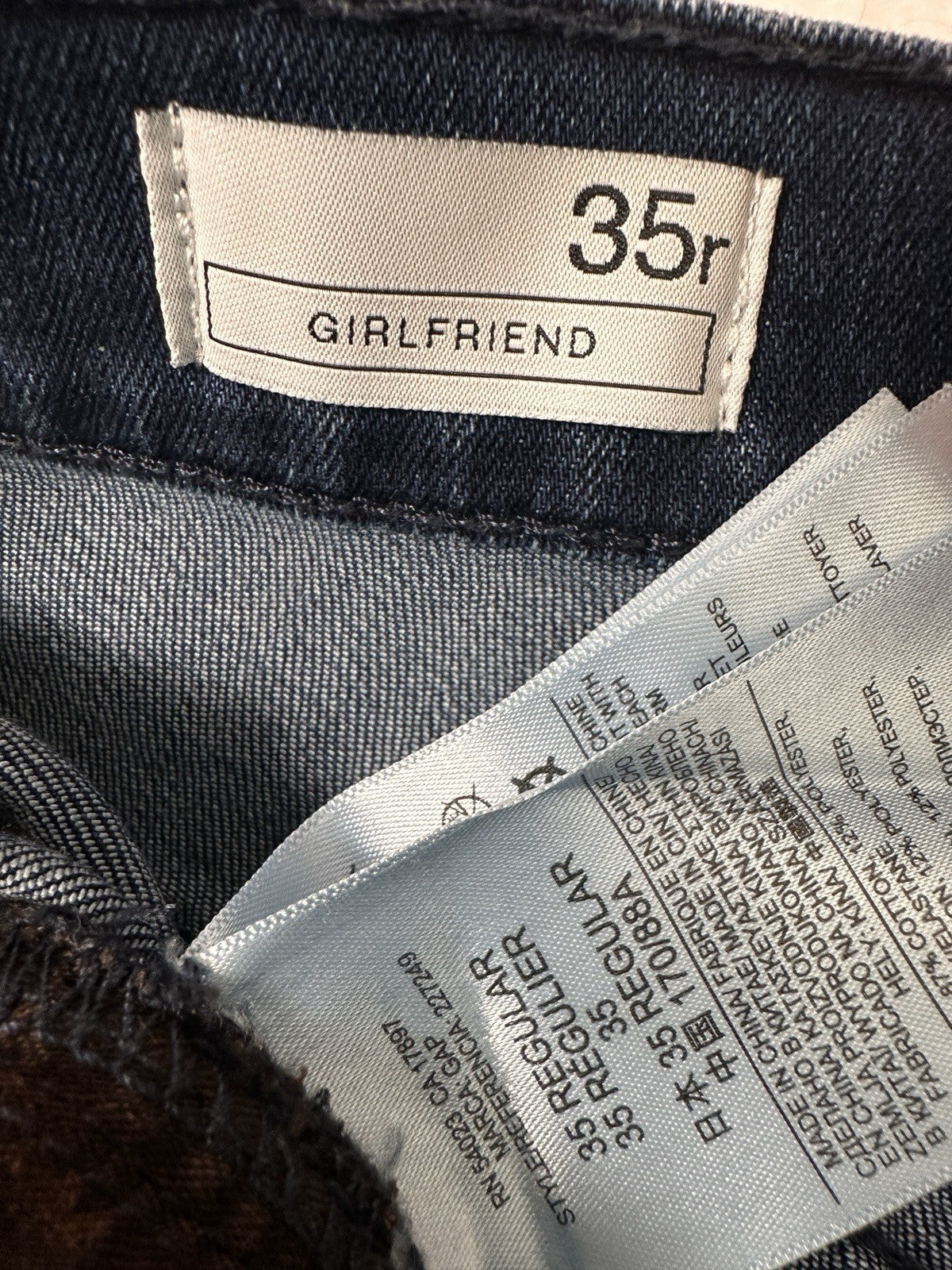 Gap Girlfriend Jeans Size 35 20 Blue Denim Mid Rise Womens