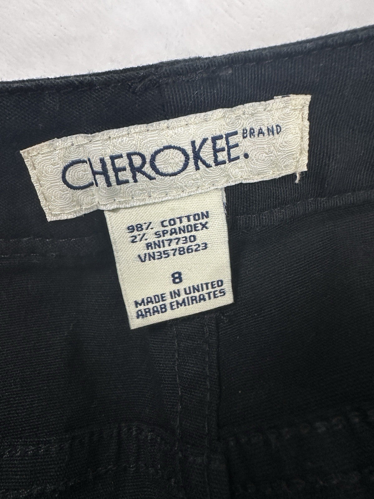 Cherokee Capri Pants 8 Black Cotton Stretch Twill 5 Pocket Womens