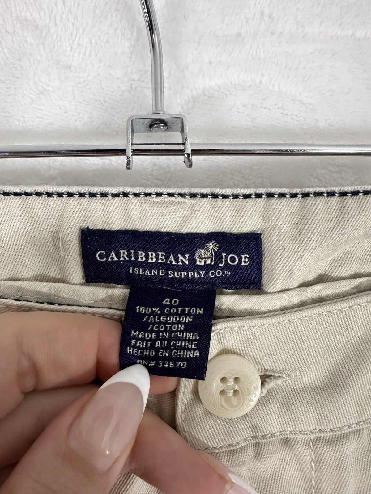 Caribbean Joe Shorts Men’s 40 10” Inseam 100% Cotton Tan Khaki