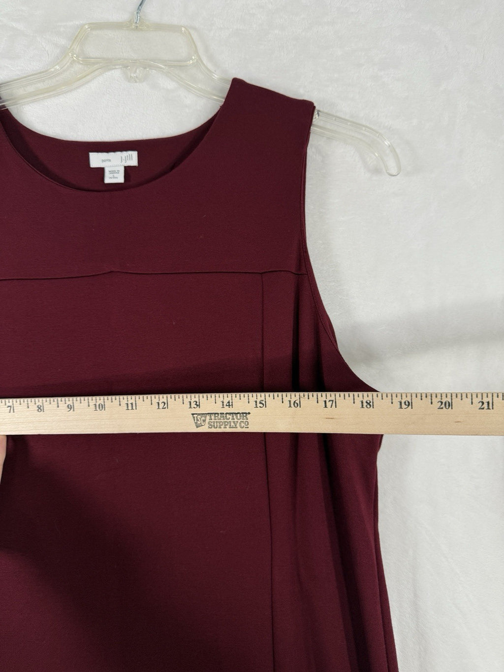 J Jill Dress Large Petite Sleeveless Ponte Burgundy Red Knit Knee Length Sheath