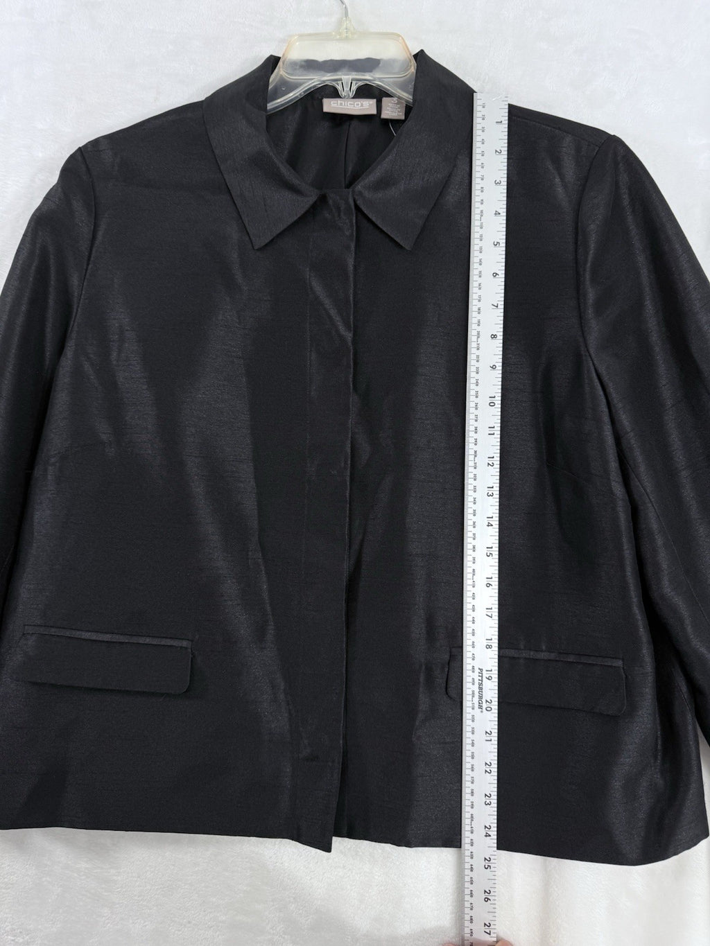Chicos Size 3 Jacket XL Black Lightweight Blazer Long Sleeve Womens