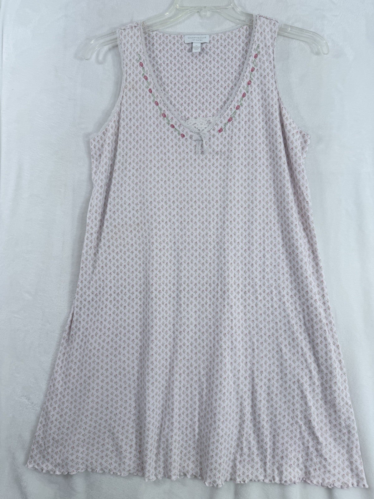 Charter Club Intimates Nightgown Medium Sleeveless Pink Floral 100% Cotton Women