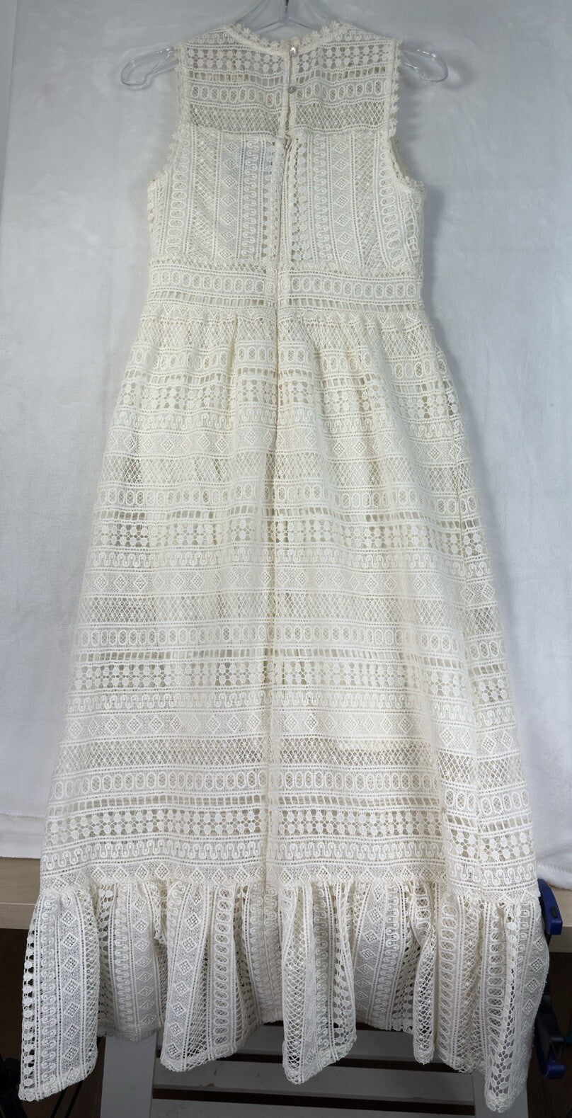 Eri Ali Lilou Trumpet Dress 6 Ivory White Wedding Boho Sleeveless Maxi *FlawRead