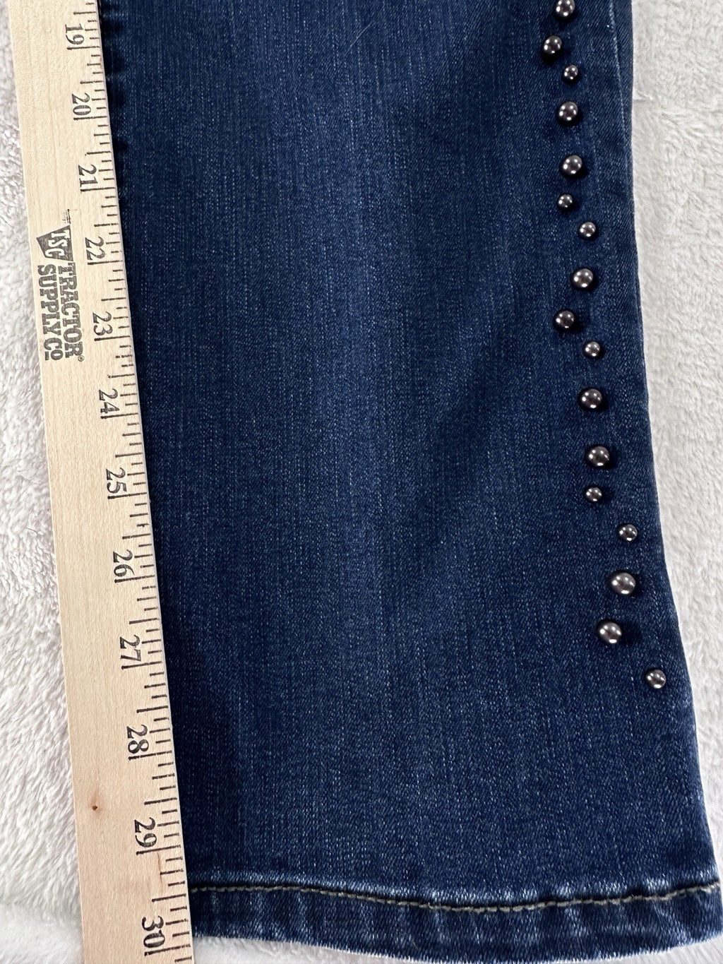 Charter Club Jeans 16 Lexington Straight Leg Faux Pearl Straight Dark Blue
