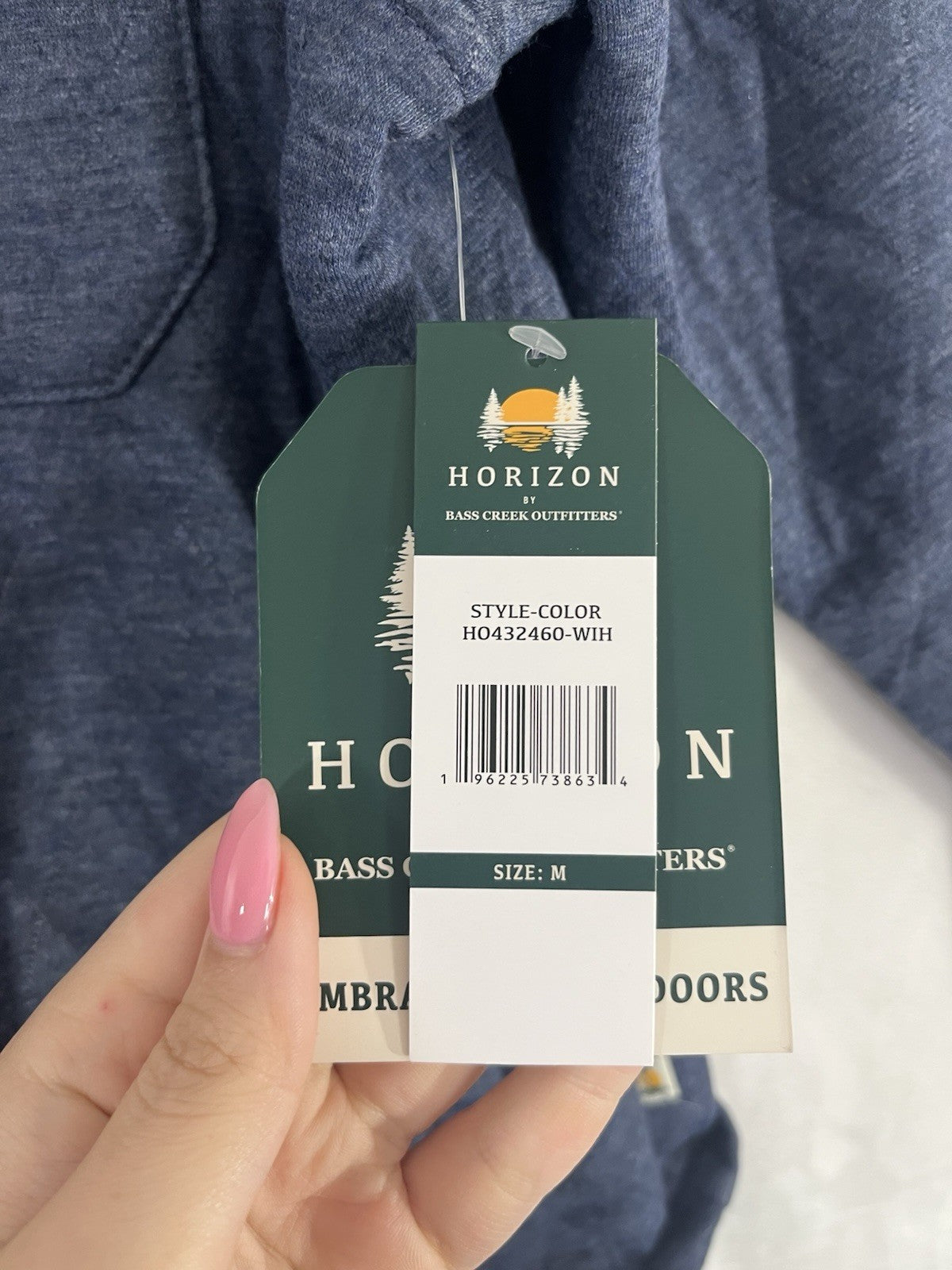 Horizon Outfitters Men’s Medium Shirt Quilted Knit Long Sleeve Blue Snap Front