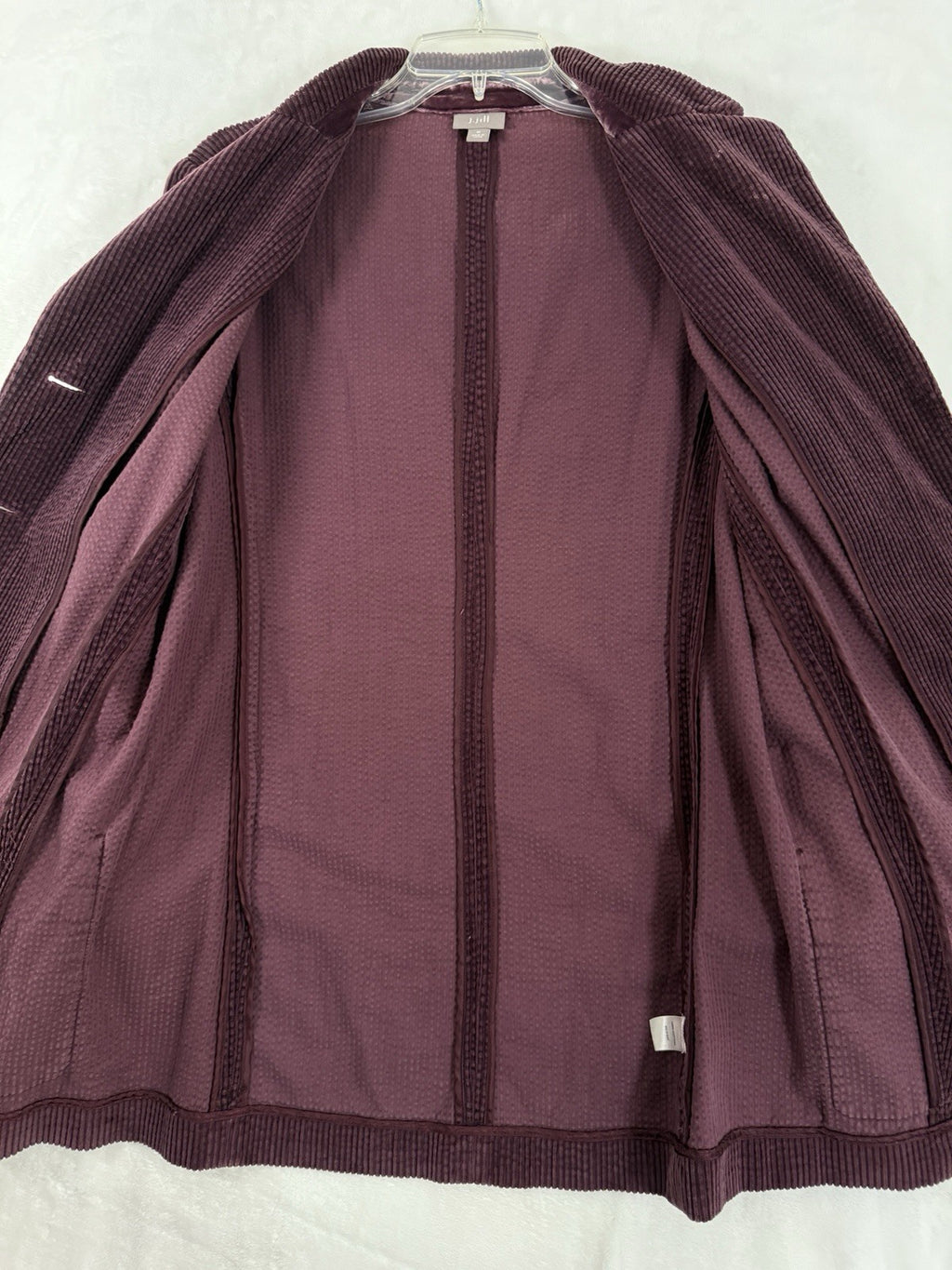 J Jill Jacket Medium Corduroy Velvet Trim Purple Womens Blazer 100% Cotton
