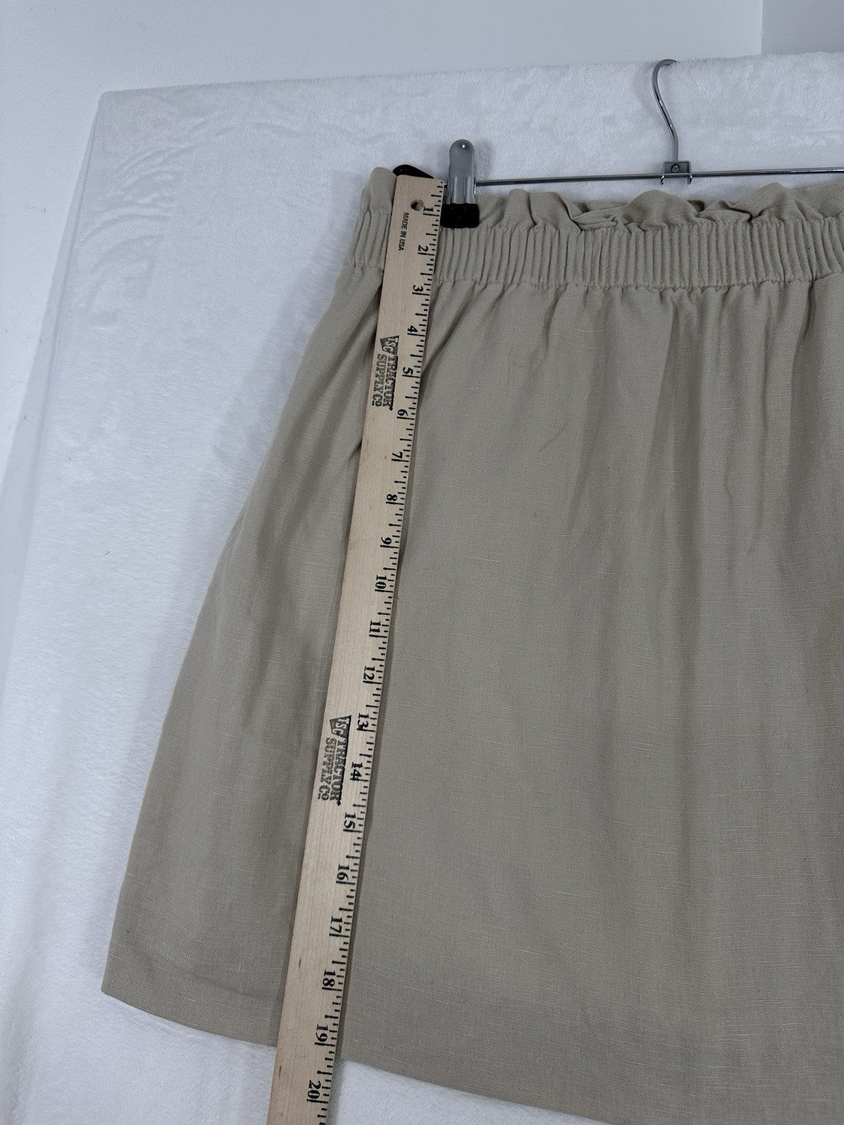 J Crew Linen Blend Skirt 12 Short Tan Beige Lined Paperbag Pull On Womens