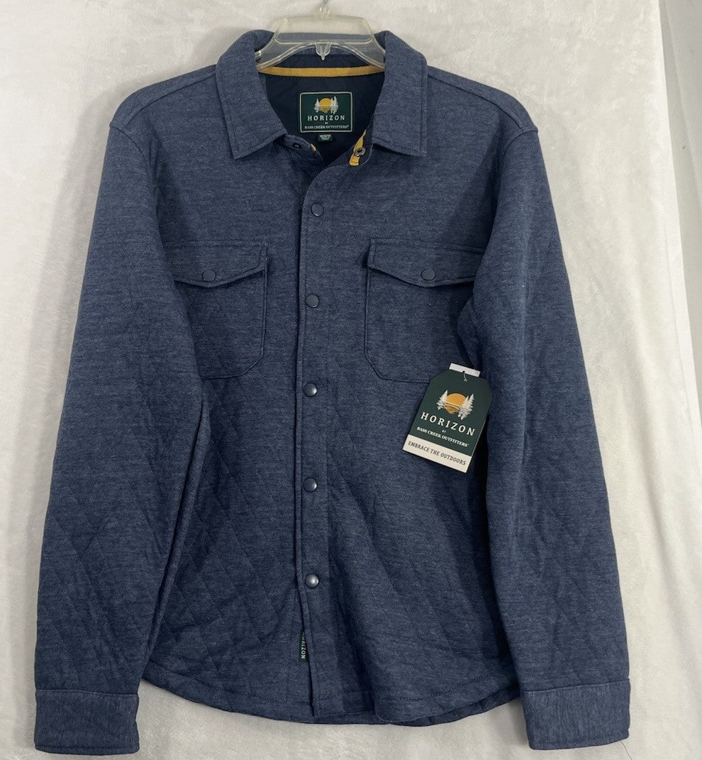 Horizon Outfitters Men’s Medium Shirt Quilted Knit Long Sleeve Blue Snap Front