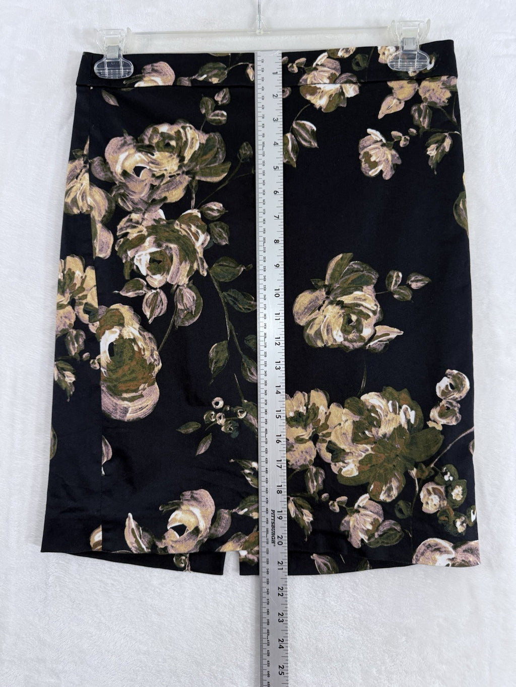 J Crew The Pencil Skirt 4 Black Floral Print Cotton Stretch Womens