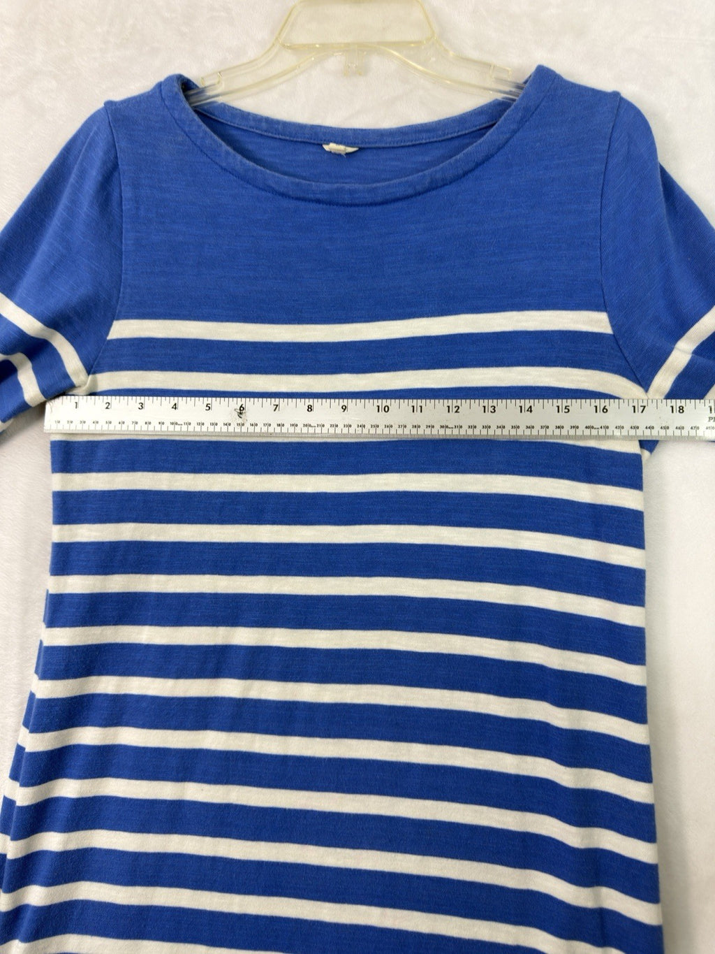 J Crew Dress Small Short Sleeve Blue Striped Cotton Shift 3/4 Sleeve Dress