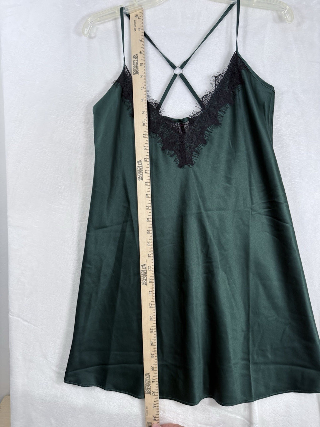 Fredericks Of Hollywood Lingerie Small Chemise Satin Green Black Slip Lace