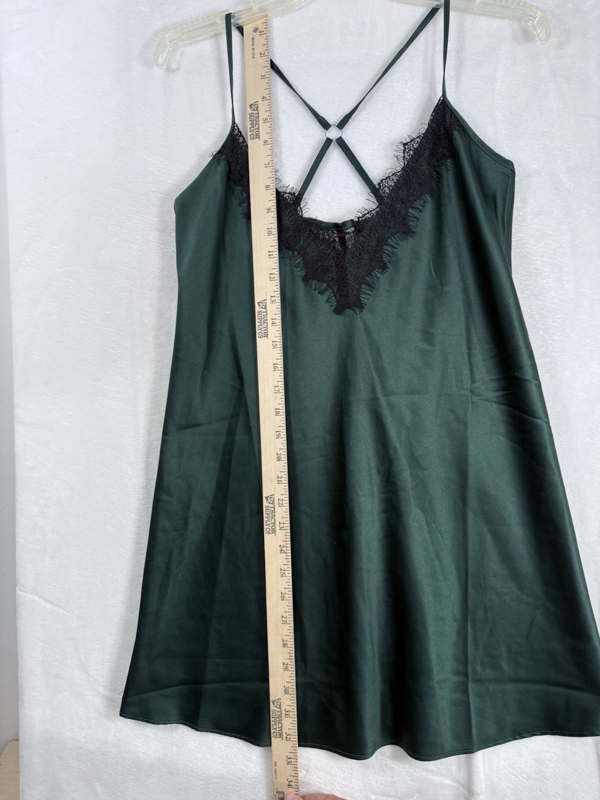 Fredericks Of Hollywood Lingerie Small Chemise Satin Green Black Slip Lace