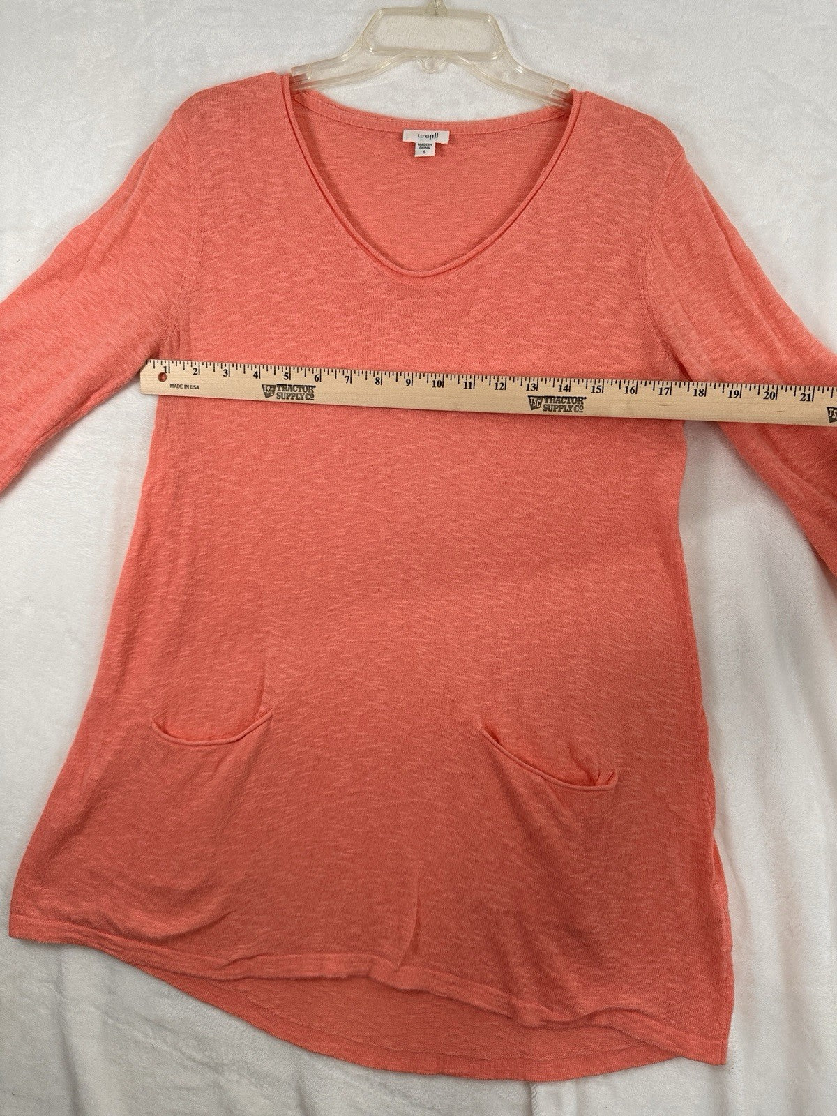 J Jill Linen Blend V Neck Top Small Long Sleeve Pink Womens Tops Top 2 Pockets