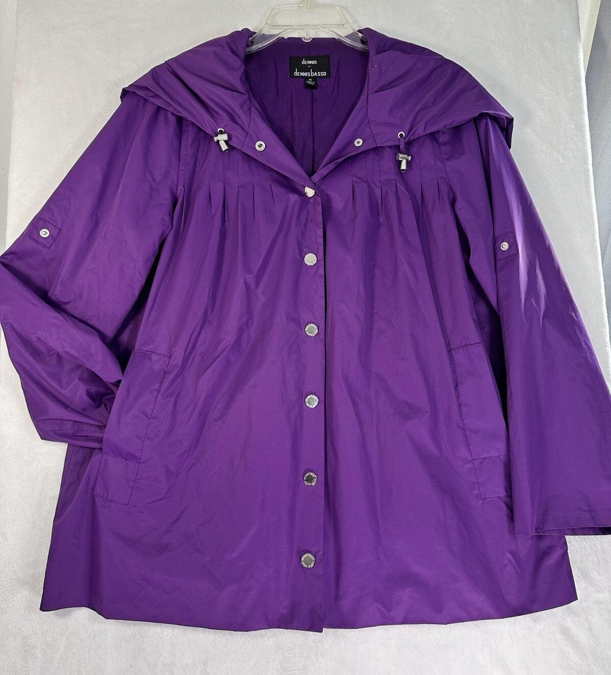 Dennis Basso Jacket Medium Purple Windbreaker Womens Check Out The Hood On This!