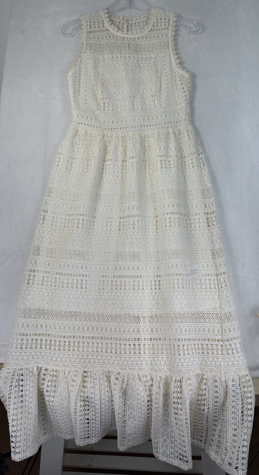 Eri Ali Lilou Trumpet Dress 6 Ivory White Wedding Boho Sleeveless Maxi *FlawRead
