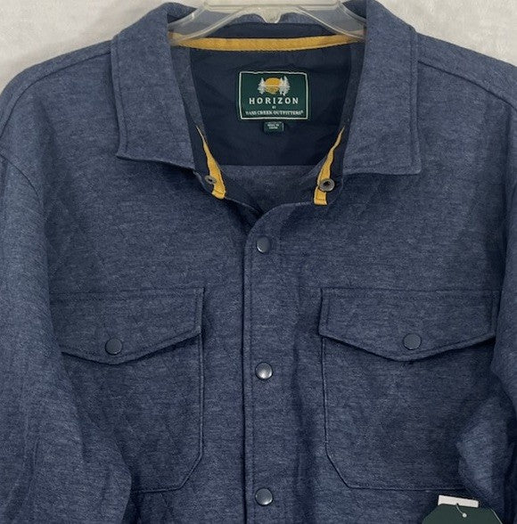 Horizon Outfitters Men’s XXL 2XL Shirt Quilted Knit Long Sleeve Blue Snap Front