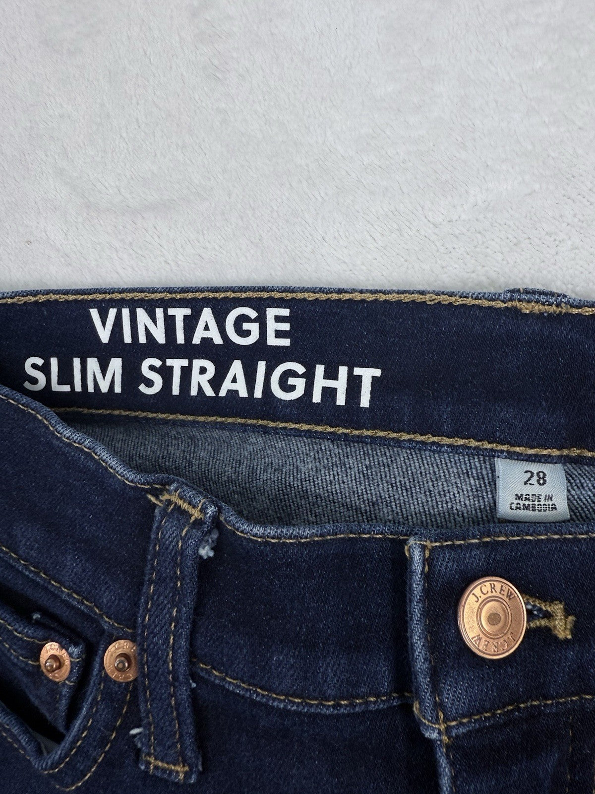 J Crew Jeans 28 Vintage Slim Straight Leg Womens Dark Blue 9” Rise