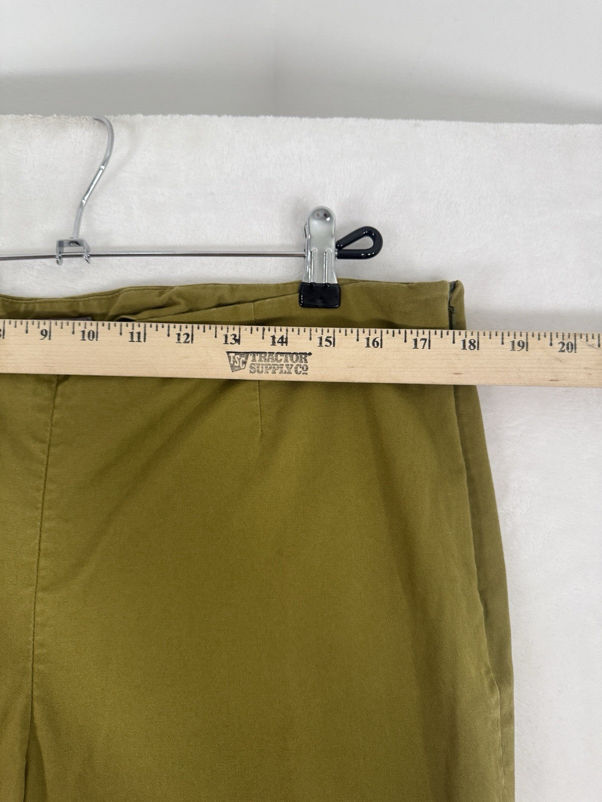 J Jill Pants 14 Green Cotton Stretch Side Zip Womens