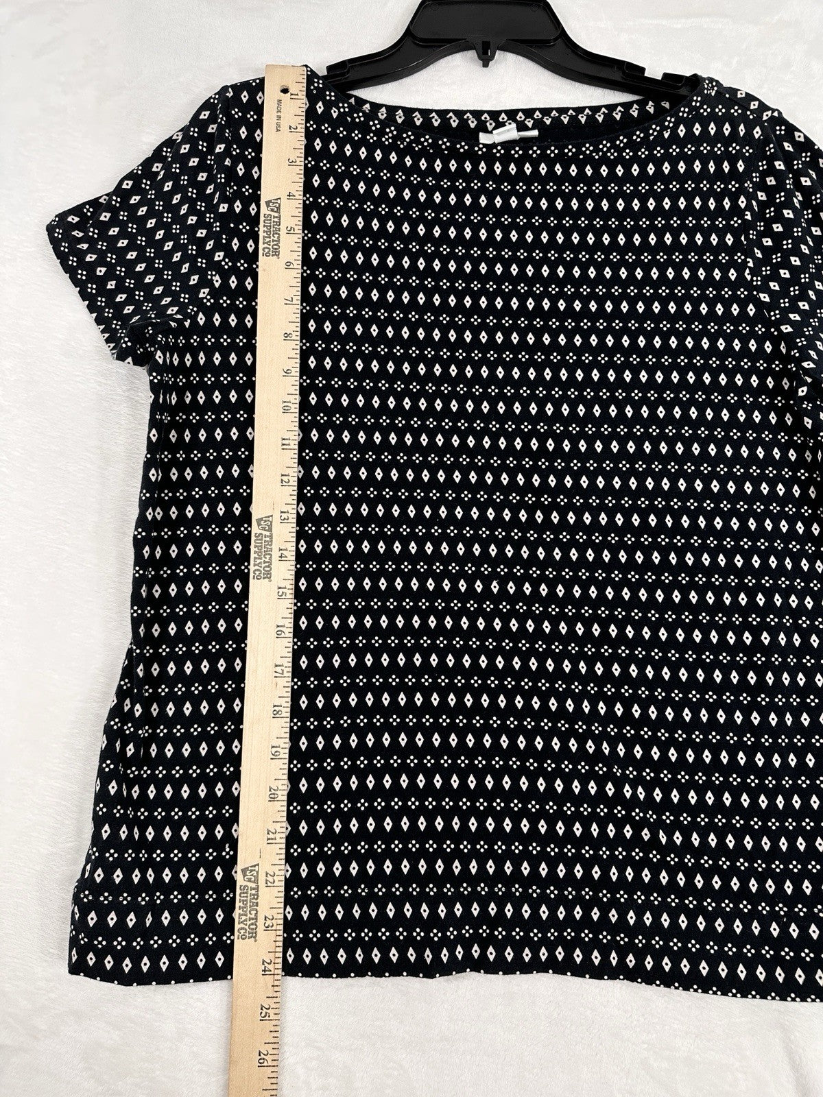 J Jill Top Medium Short Sleeve Black White Print Knit Womens Pima Cotton Stretch