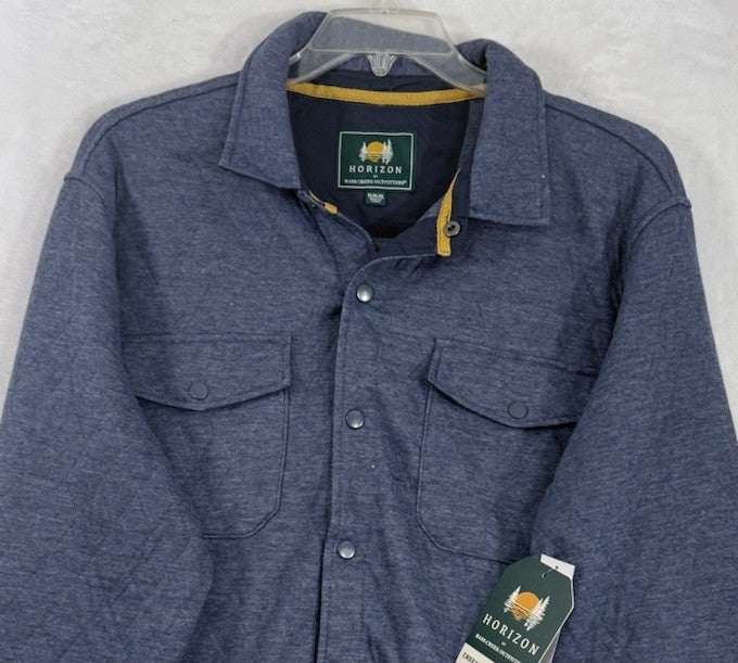 Horizon Outfitters Men’s XL Shirt Quilted Knit Long Sleeve Blue Snap Front