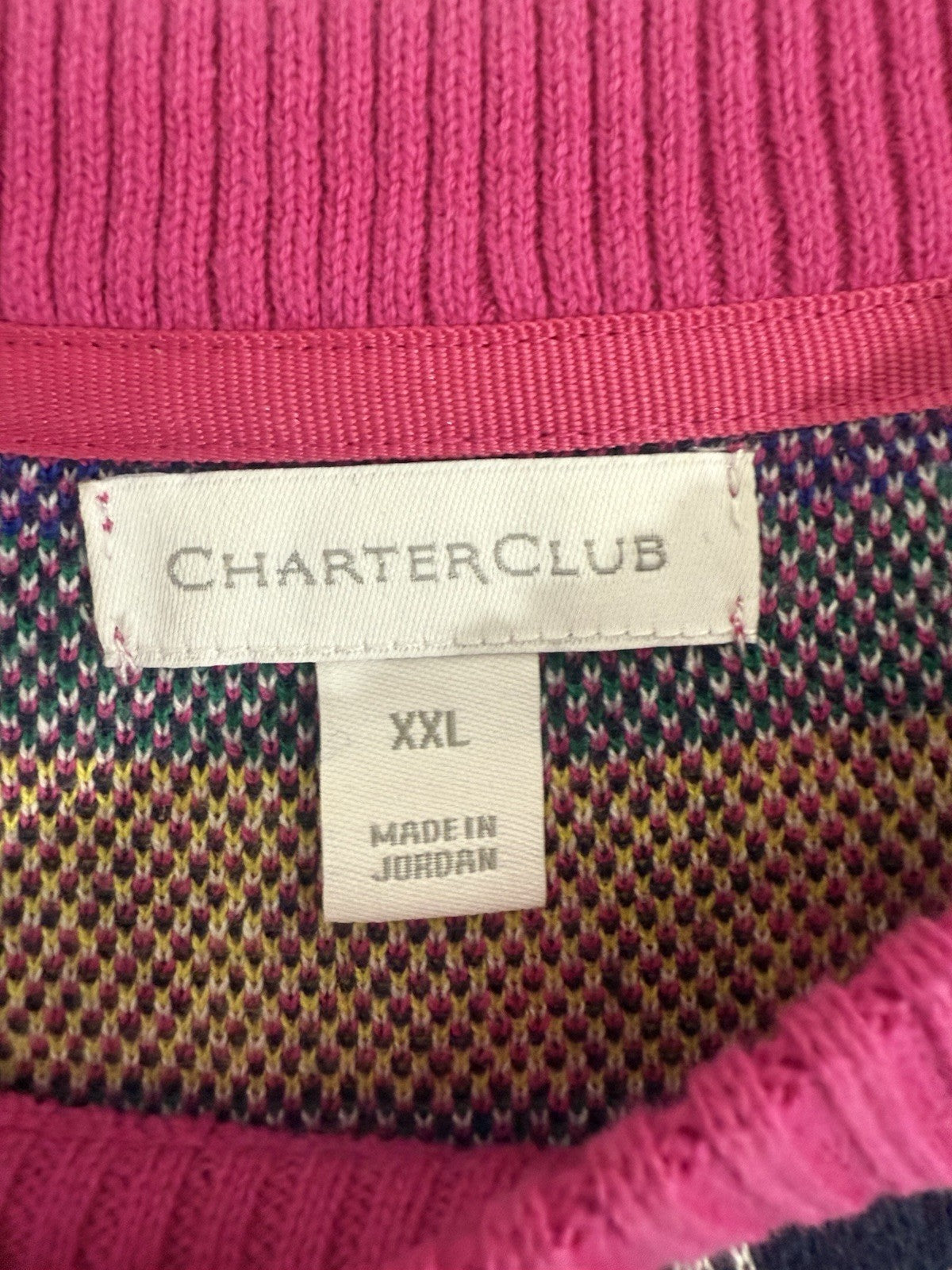 Charter Club XXL Pink Plaid Sweater Crew Neck Womens
