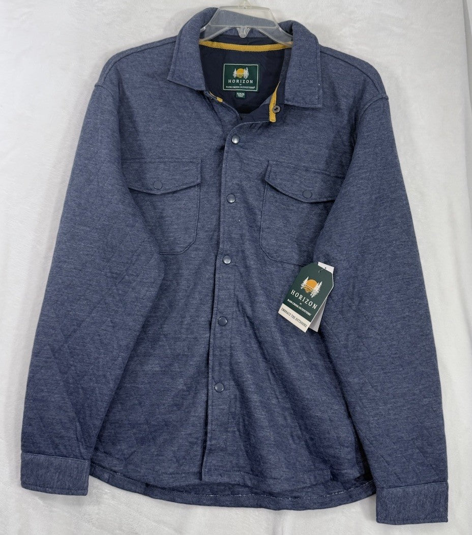 Horizon Outfitters Men’s XL Shirt Quilted Knit Long Sleeve Blue Snap Front