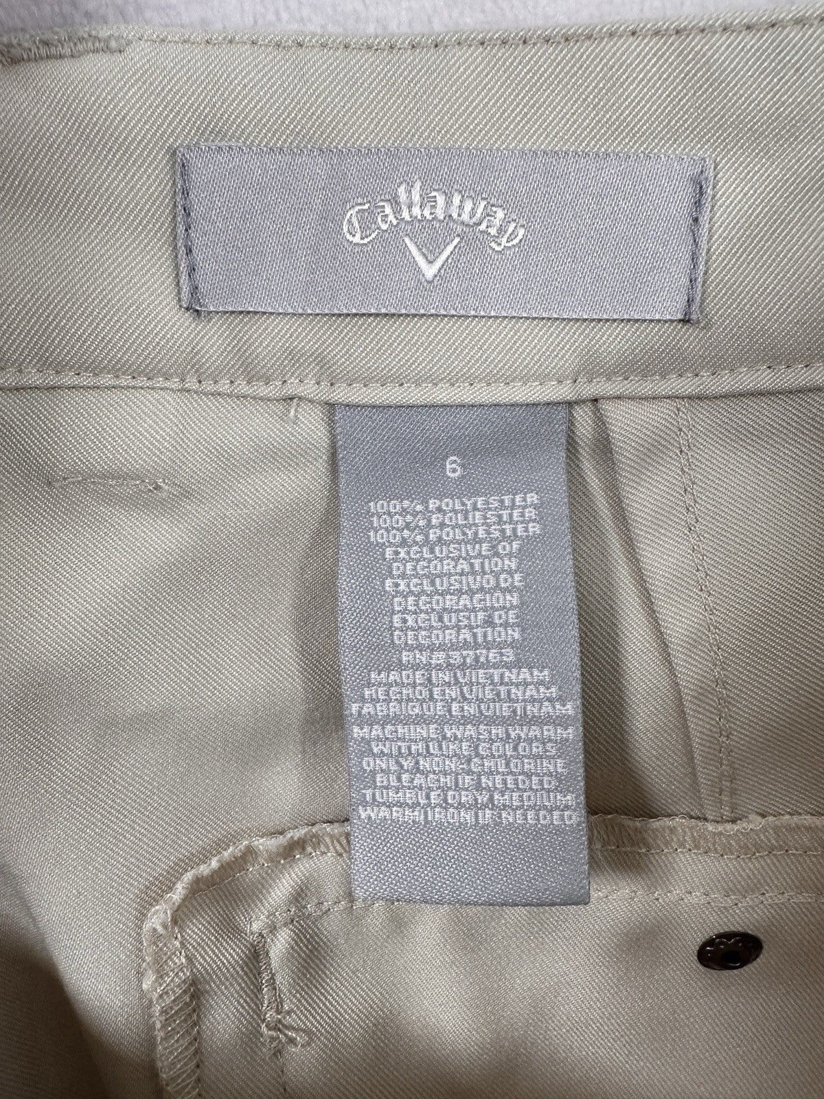 Callaway Golf Shorts Size 6 Womens Long 12” Inseam Lightweight Tan Beige Black