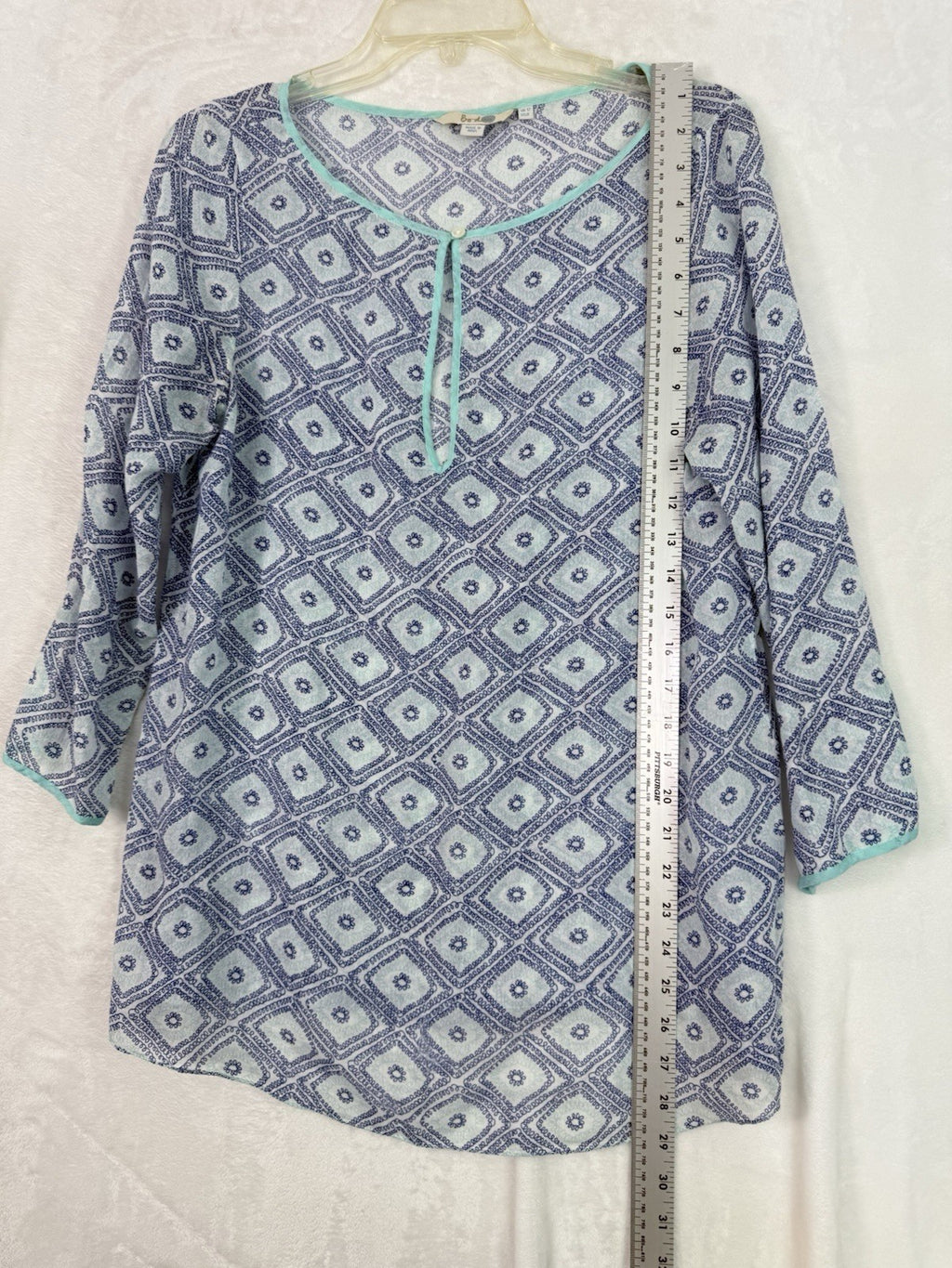 Boden Tops Women 10 Tunic Blue Lightweight Top Blouse 100% Cotton