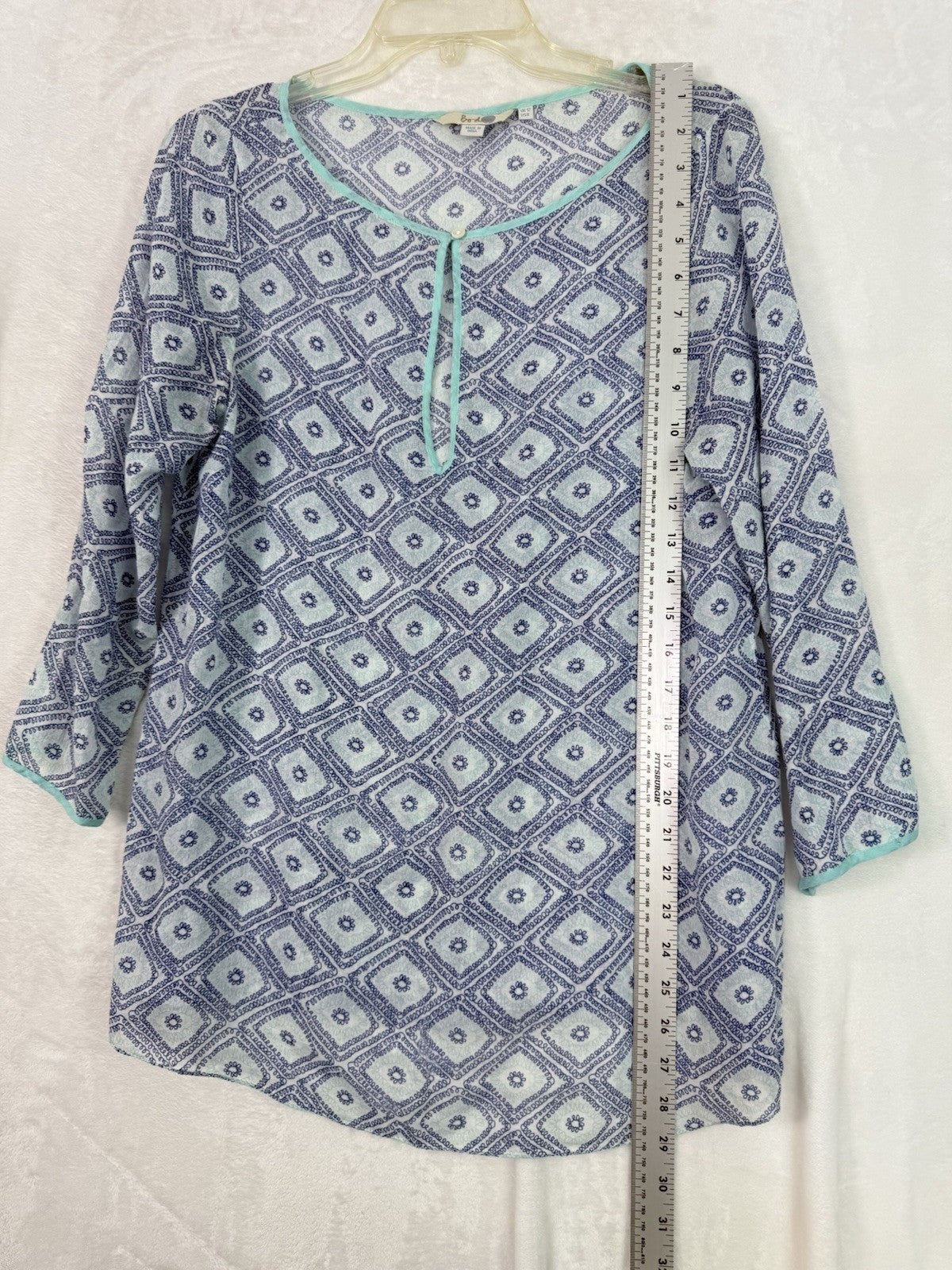 Boden Tops Women 10 Tunic Blue Lightweight Top Blouse 100% Cotton