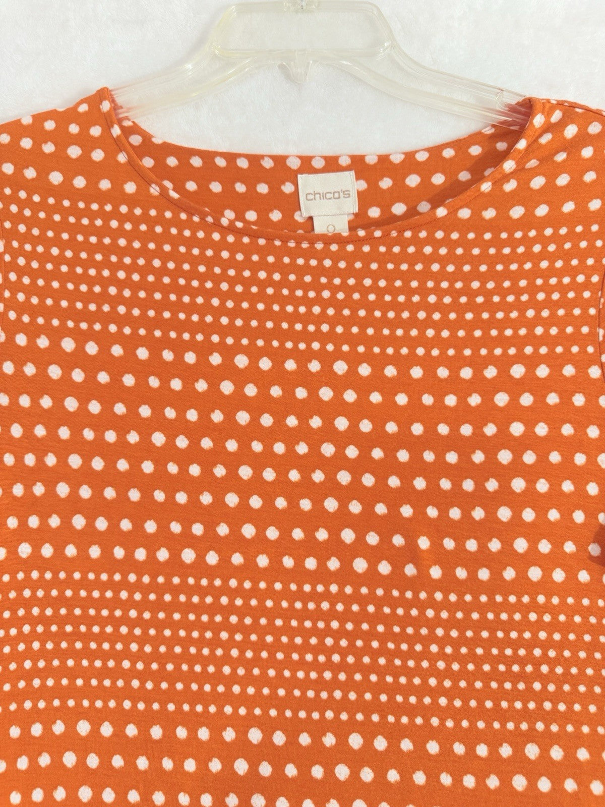 Chicos Tops Size 0 Short Sleeve Small Orange Knit Modal Knit Womens