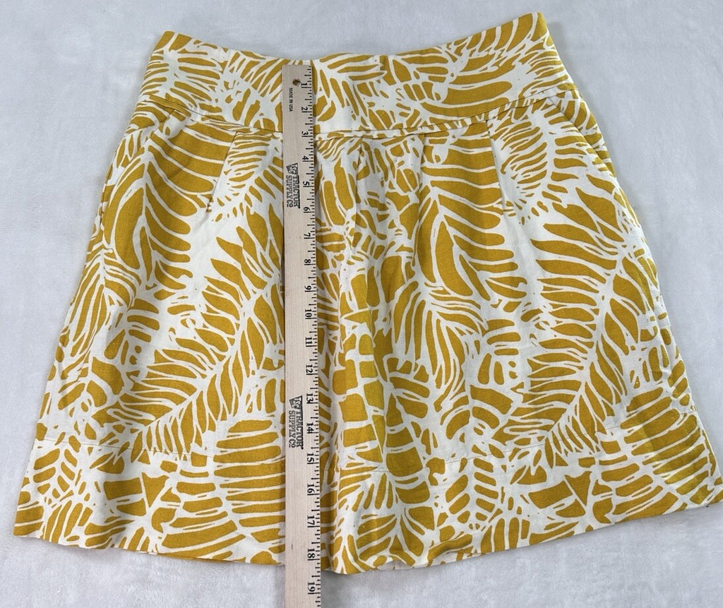 Ann Taylor LOFT Skirt Size 6 Linen Blend Yellow Floral