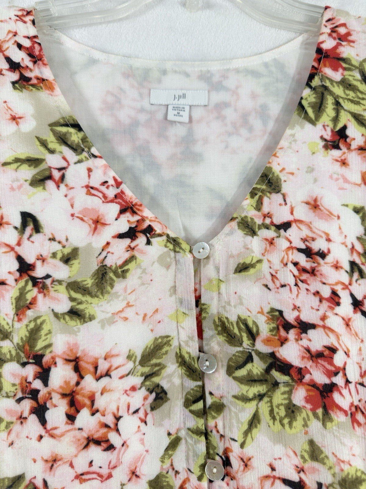 J Jill Midi Dress Medium Petite Pebble Hydrangea Boho Floral Pink Lightweight