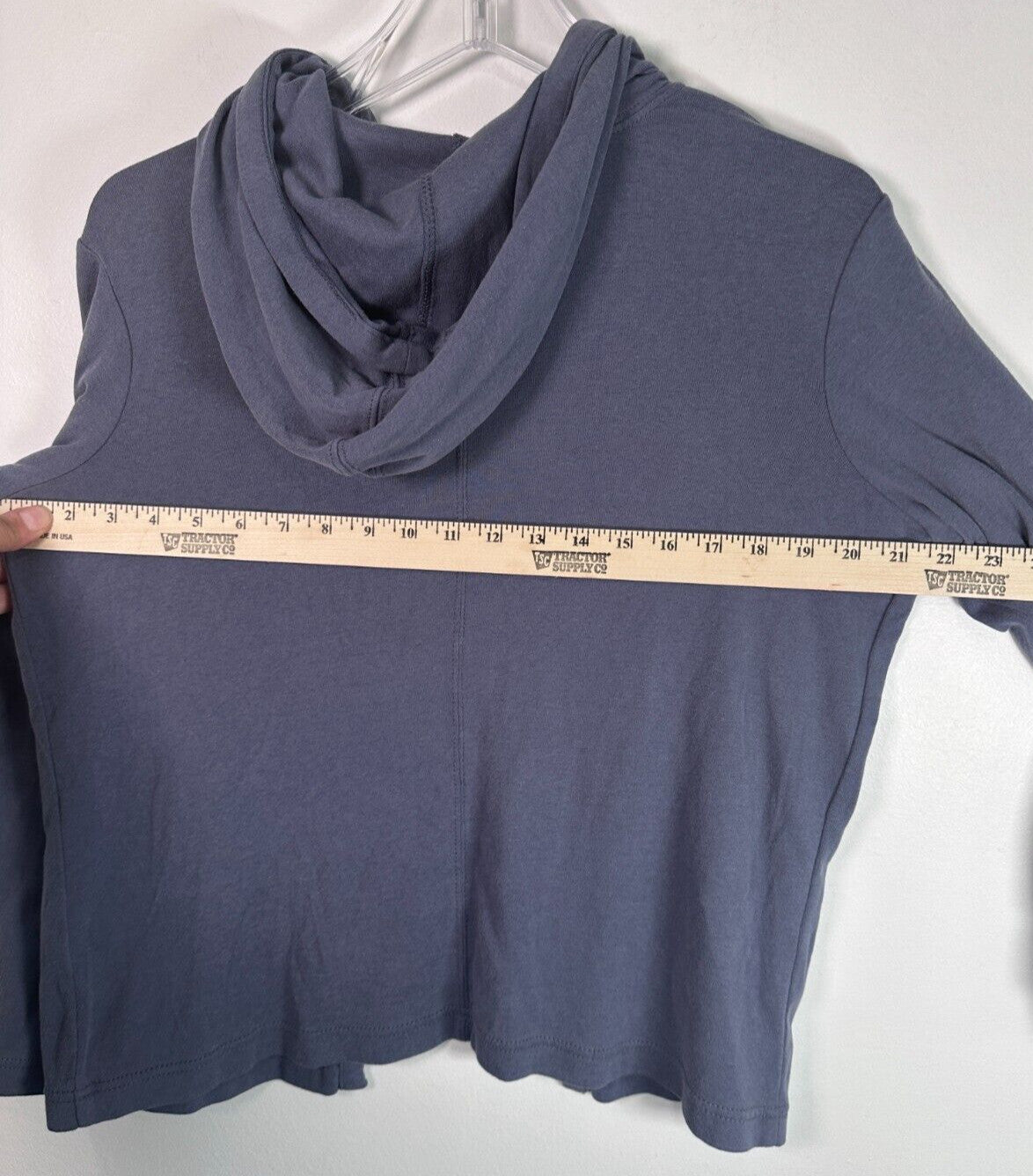 J Jill Jacket XS Petite Open Front Knit Hooded Lightweight Cardigan Blue