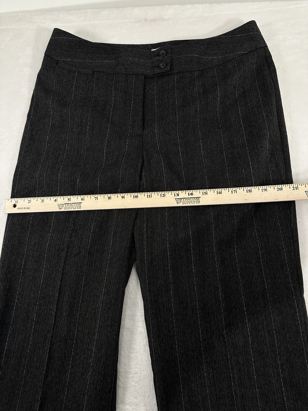 Chicos Size 2 Pants Womens 12 Straight Leg Dress Pants Charcoal Gray Pinstriped
