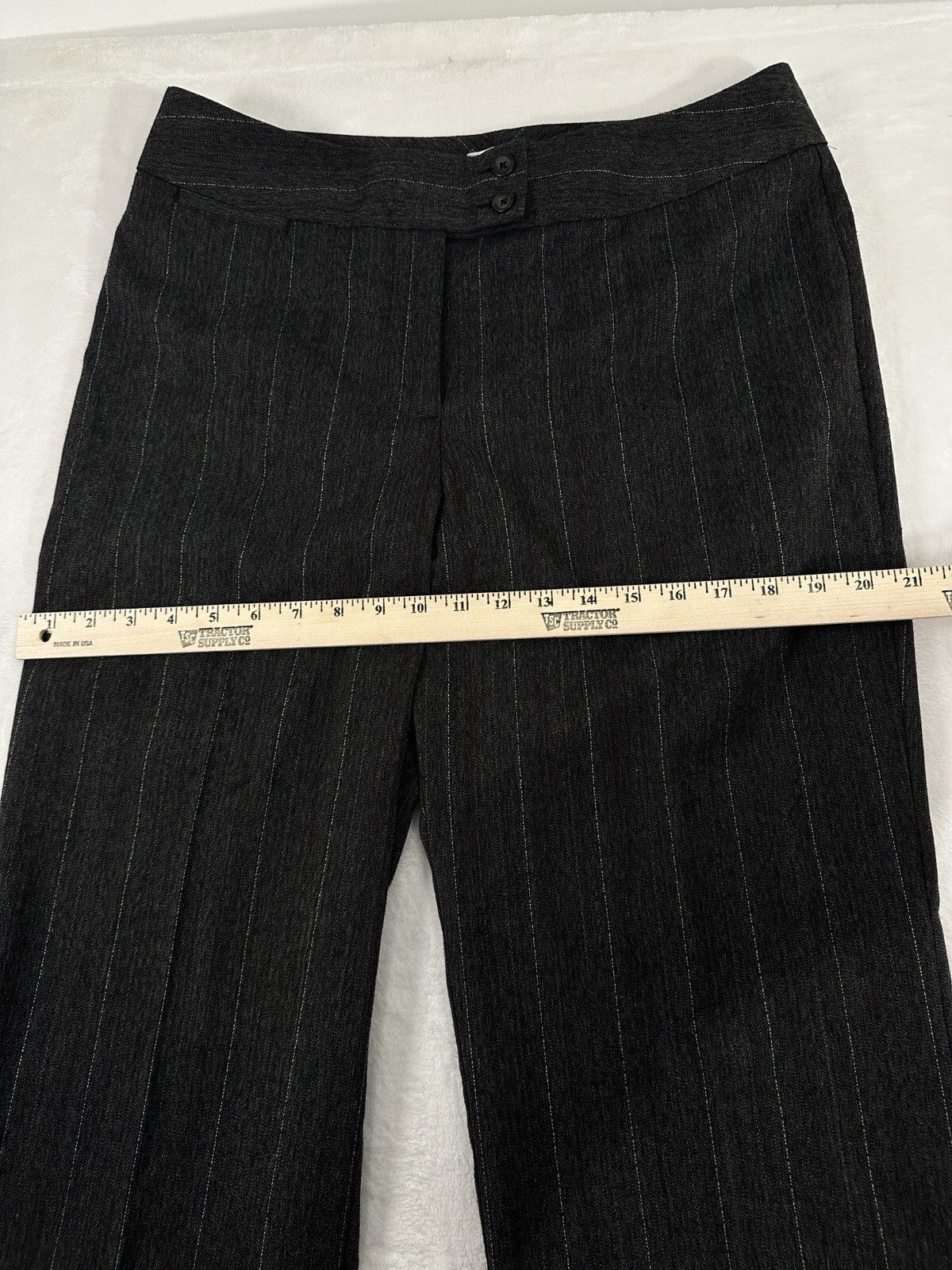Chicos Size 2 Pants Womens 12 Straight Leg Dress Pants Charcoal Gray Pinstriped