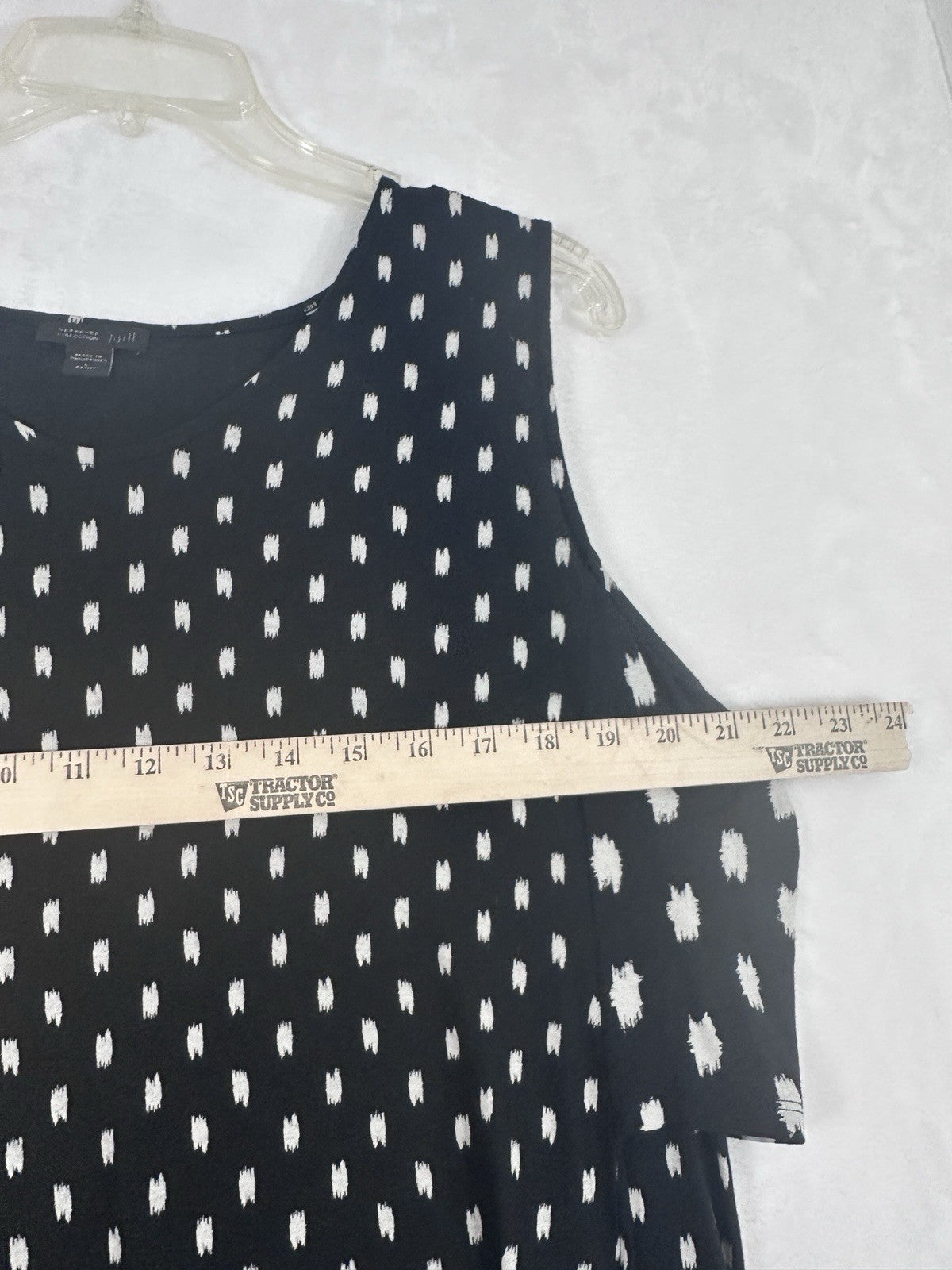 J Jill Wearever Top Large Petite Sleeveless Black White Print Layered Womens LP