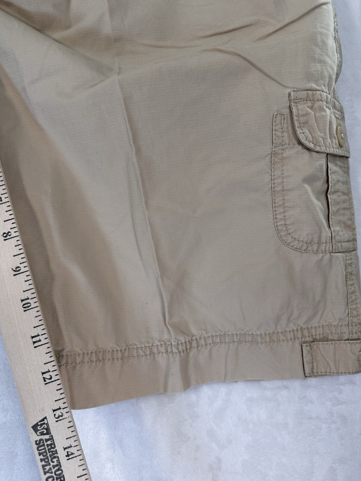 J Jill Cargo Capri Pants Shorts 12 100% Cotton Genuine Fit Tan Beige
