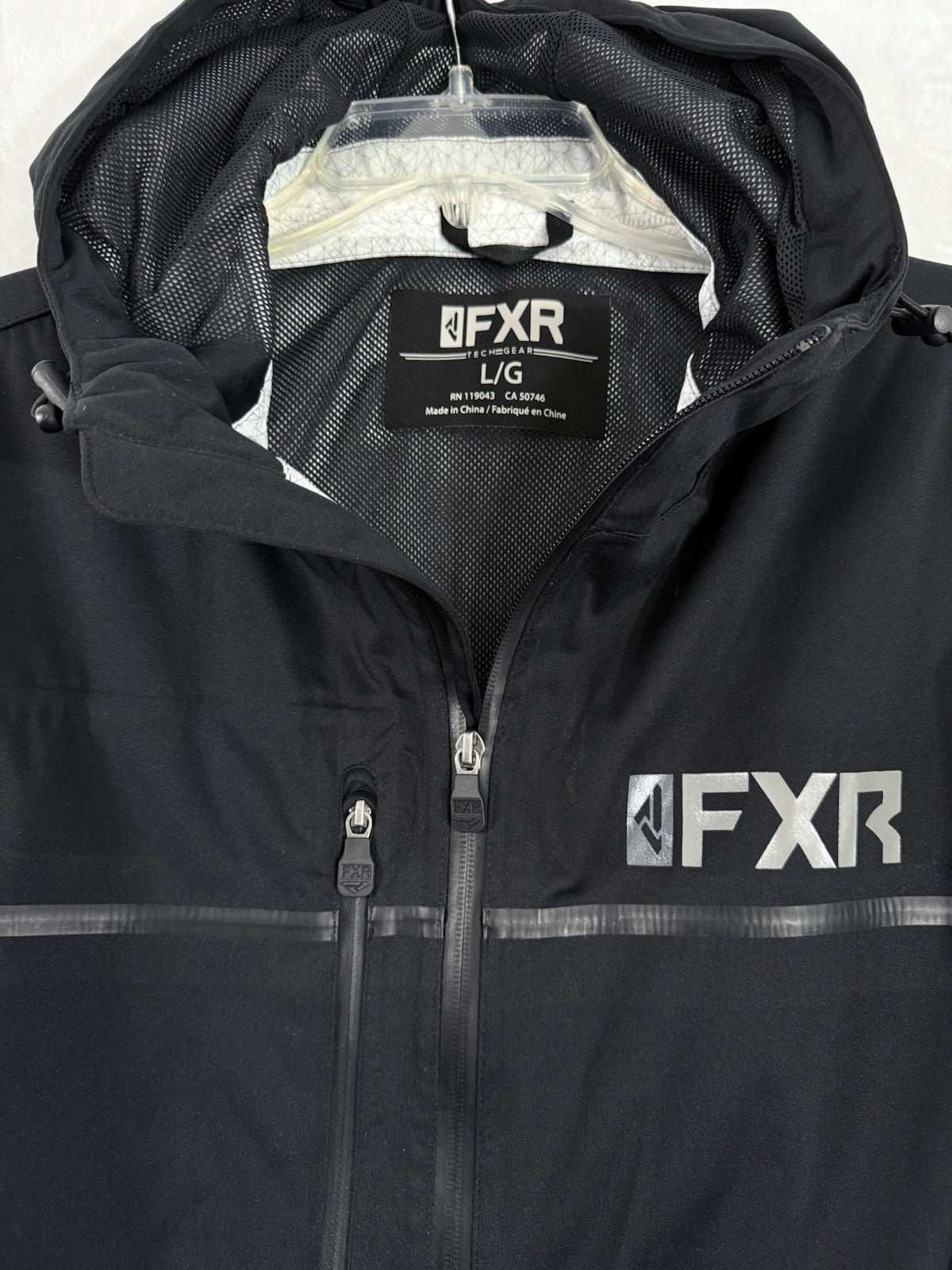 FXR Jacket Large Men’s Black Force Dual Laminate Hooded Waterproof