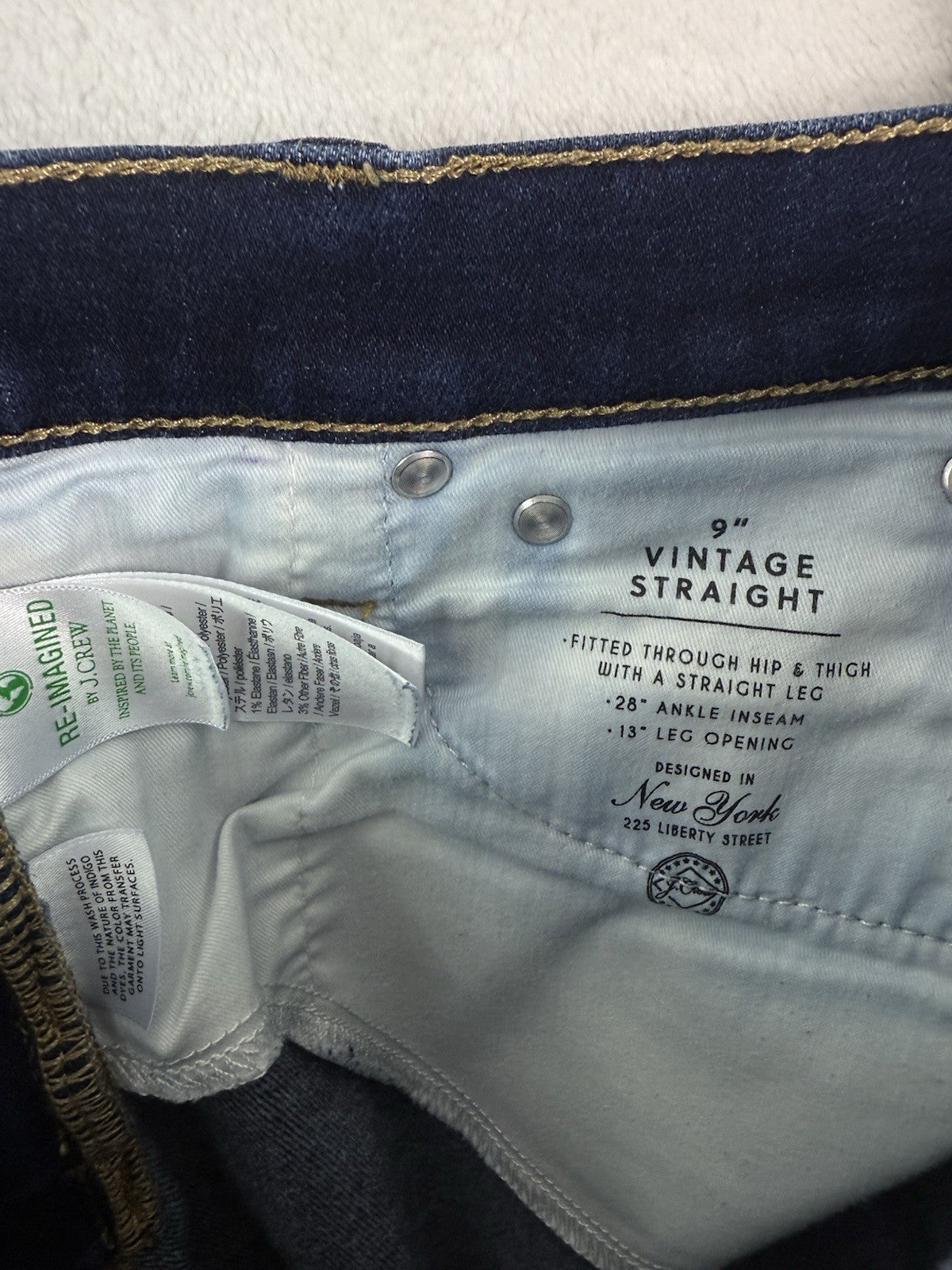 J Crew Jeans 28 Vintage Slim Straight Leg Womens Dark Blue 9” Rise